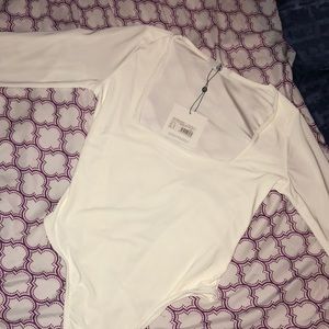 White Square neck bodysuit